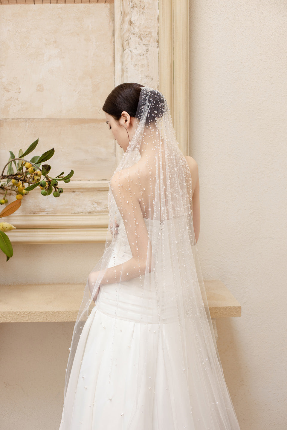 GORGEOUS Handmade pearl strapless dress