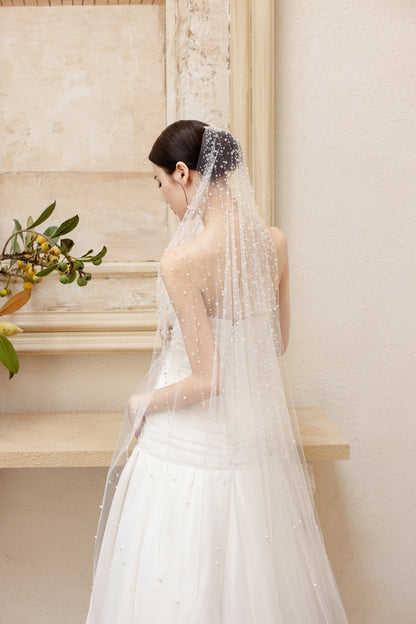 GORGEOUS Handmade pearl strapless dress