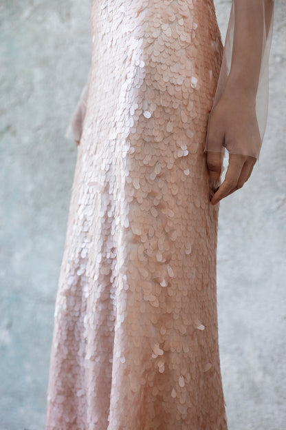 GORGEOUS Pink sequined strapless dress
