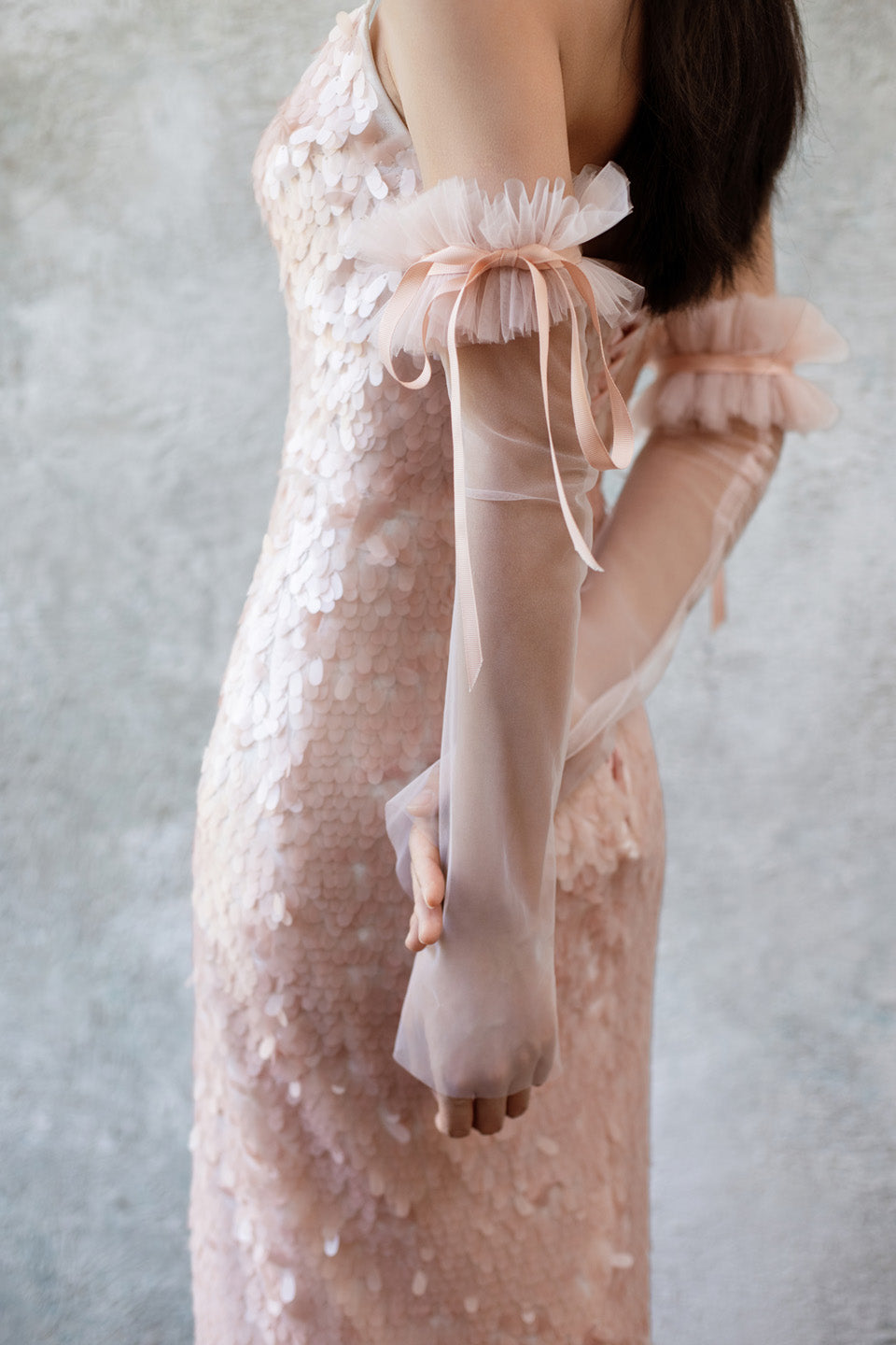 GORGEOUS Pink sequined strapless dress