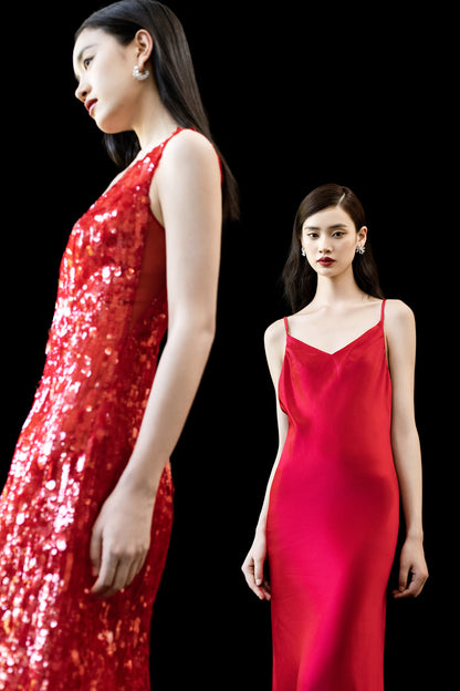 GORGEOUS Sparkling feather suspender maxi dress