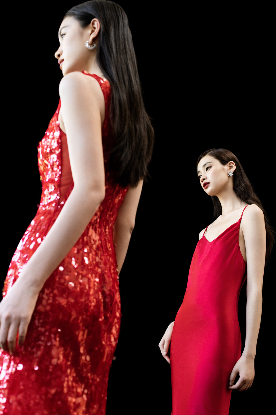 GORGEOUS Sparkling feather suspender maxi dress