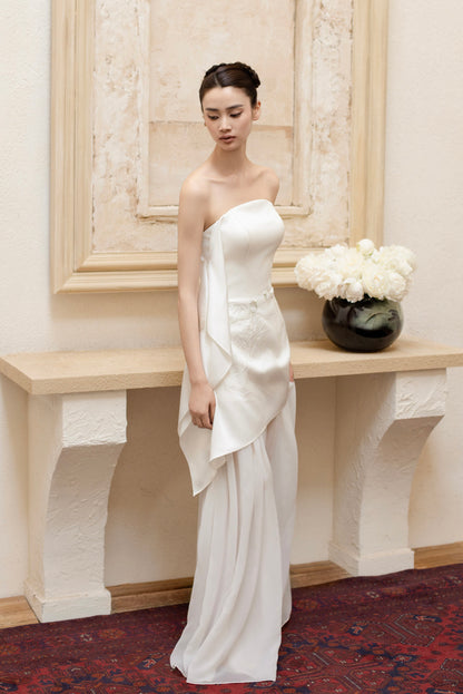 GORGEOUS Hand embroidered strapless maxi dress