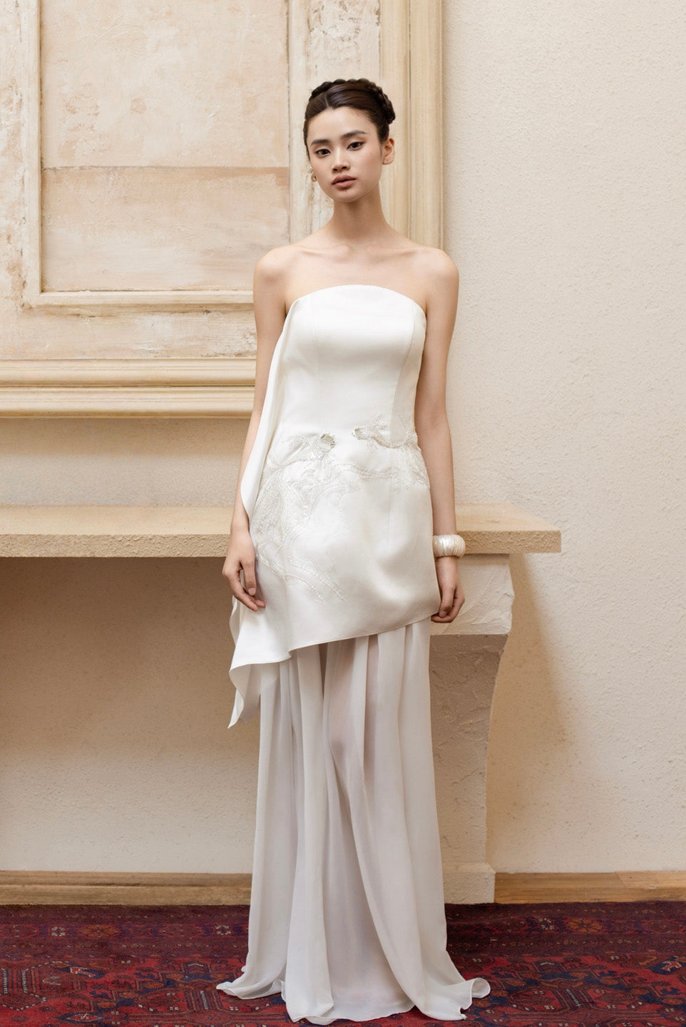 GORGEOUS Hand embroidered strapless maxi dress