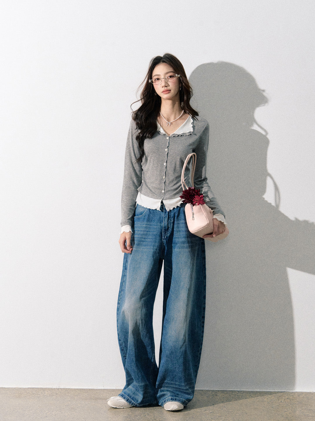 Lafreedom LAF350818 Fake two piece knitted long sleeve top