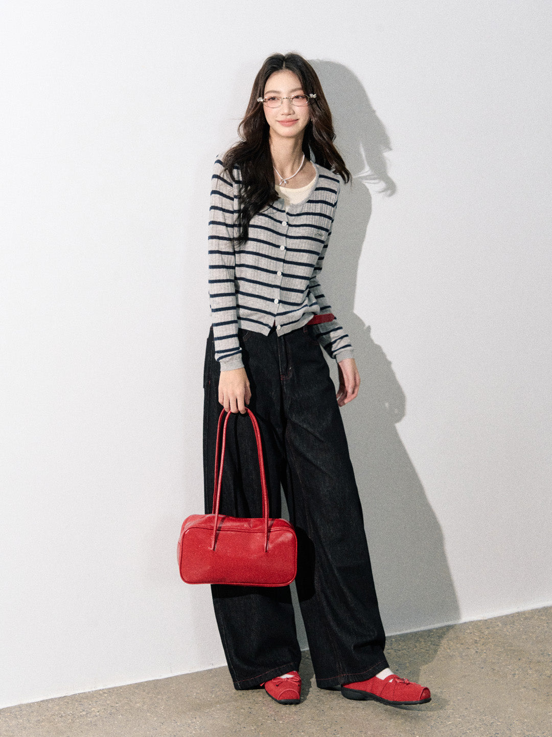 Lafreedom LAF350823 Striped patchwork knitted cardigan