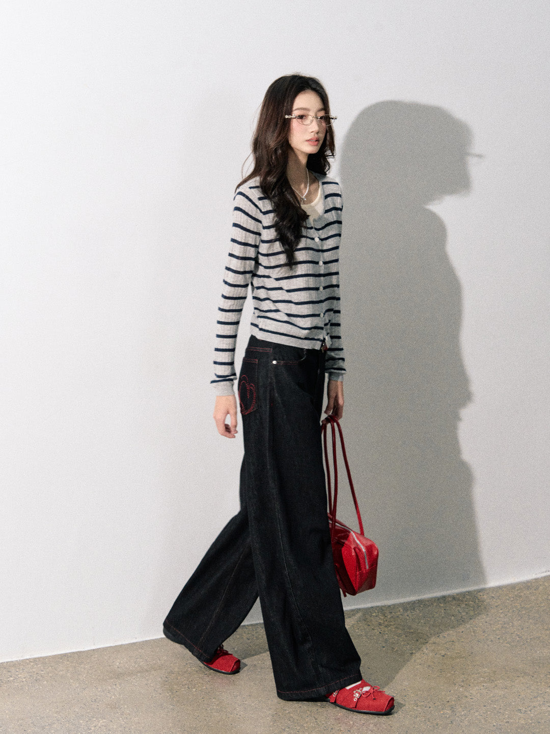 Lafreedom LAF350823 Striped patchwork knitted cardigan