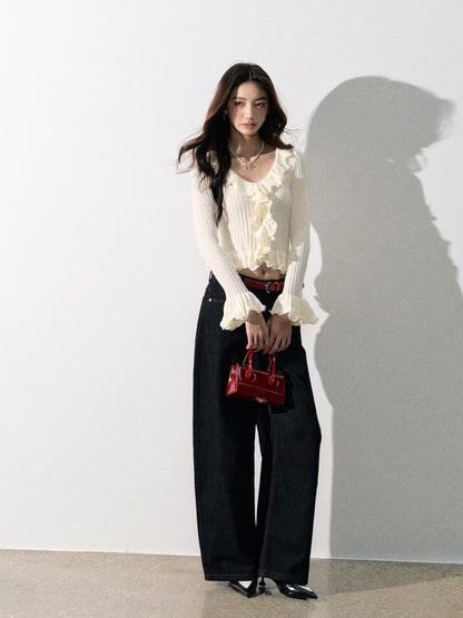 Lafreedom LAF350826 Ruffle knit cardigan