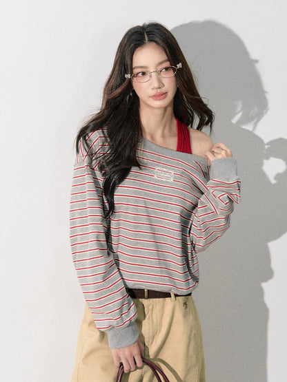 Lafreedom LAF350822 Grey striped vest two-piece set