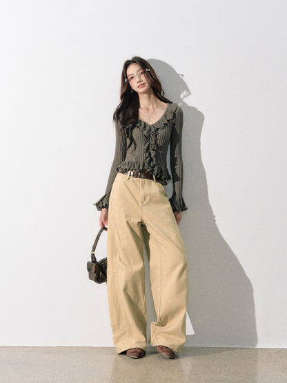 Lafreedom LAF350826 Ruffle knit cardigan