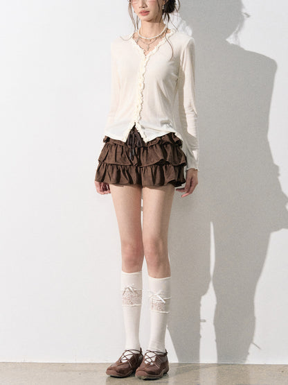 Lafreedom LAF350819 American retro pleated multi-layer skirt