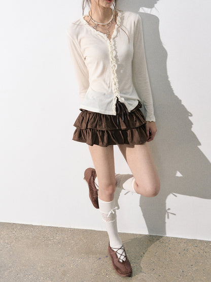 Lafreedom LAF350819 American retro pleated multi-layer skirt