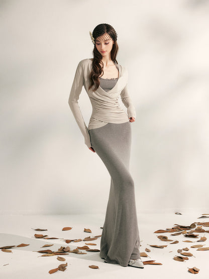 YZZI HE V-neck pleated waist cinching top