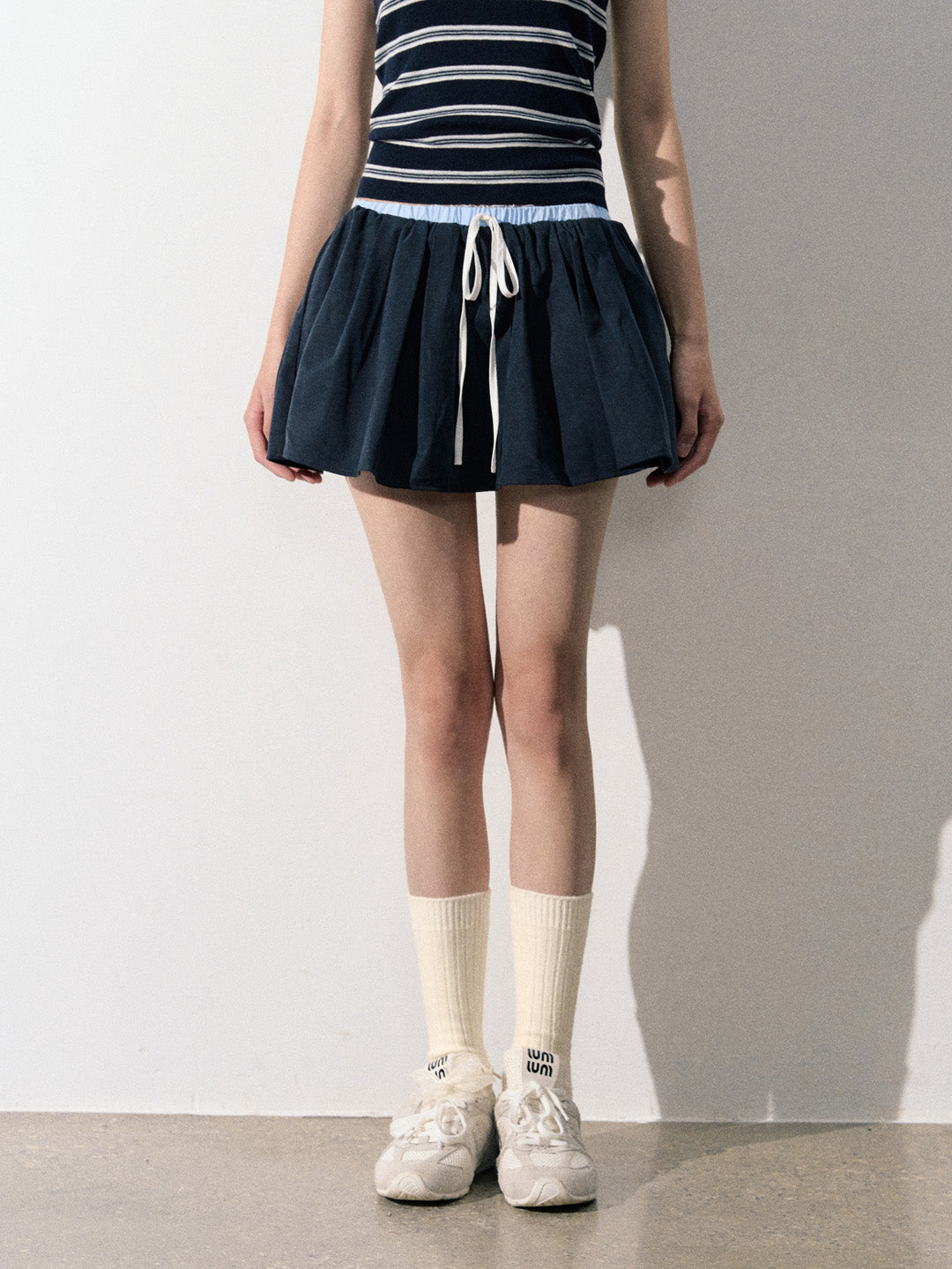 Lafreedom LAF350905 Color blocking patchwork lace skirt