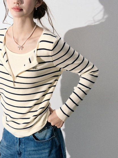 Lafreedom LAF350903 Casual fake two piece spliced knitted top