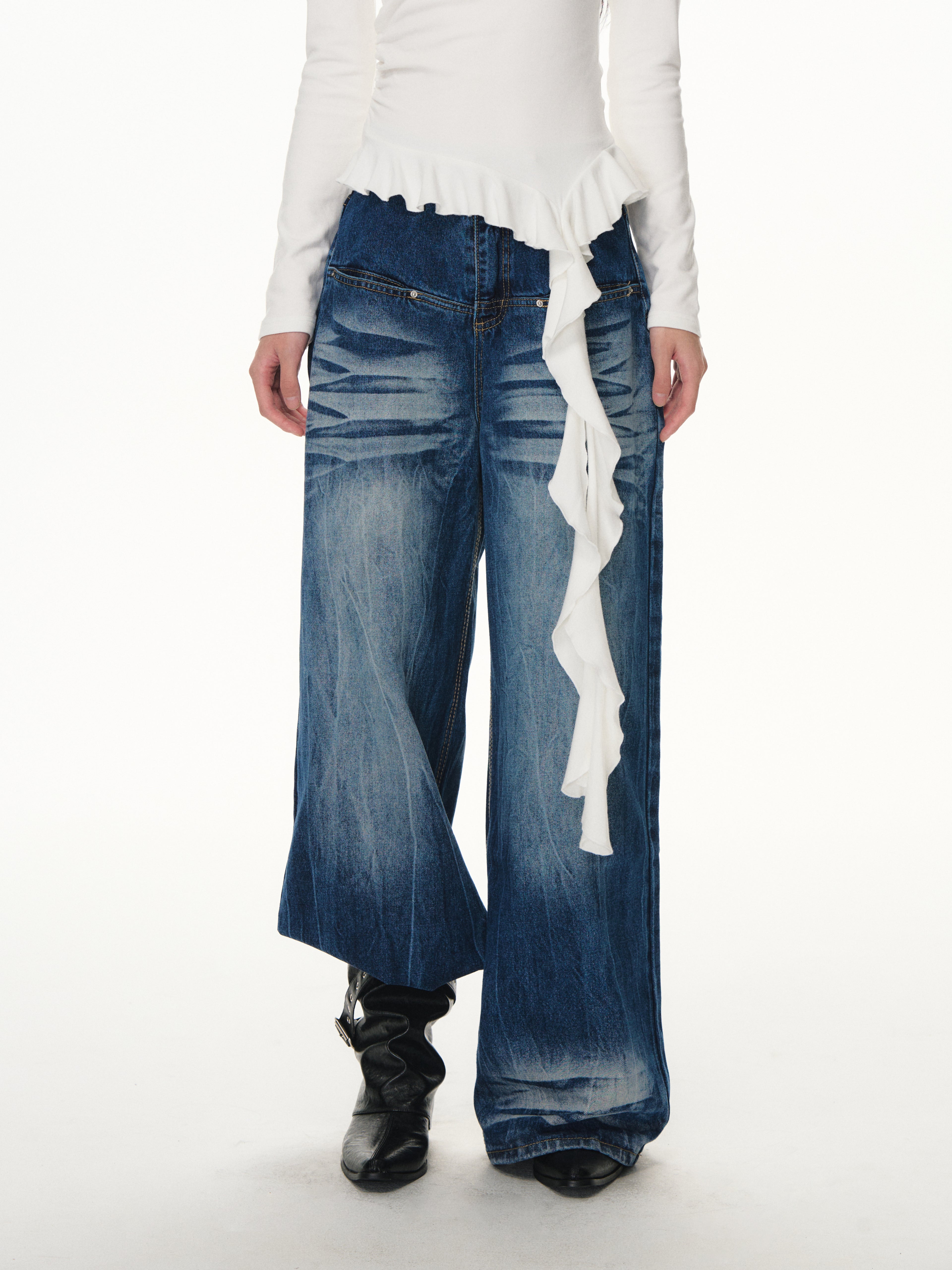 Lafreedom LAF351104 American washed wide leg jeans