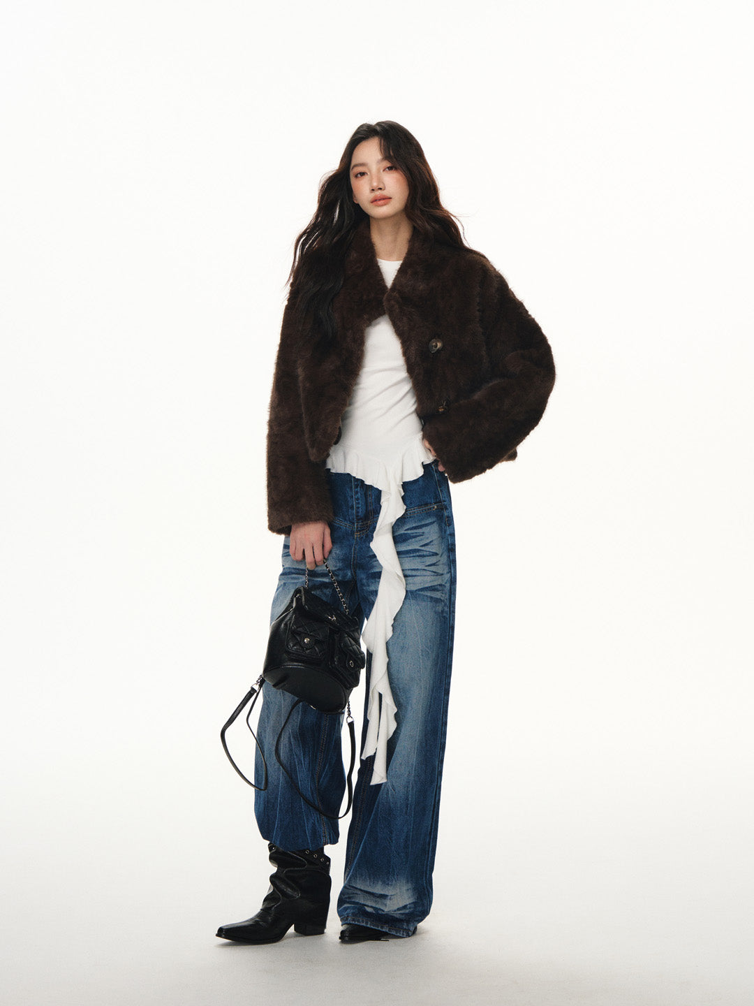Lafreedom LAF351112 Short fur integrated jacket