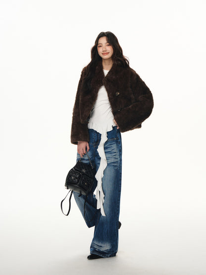 Lafreedom LAF351112 Short fur integrated jacket