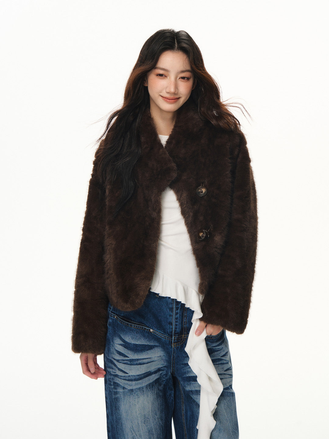 Lafreedom LAF351112 Short fur integrated jacket