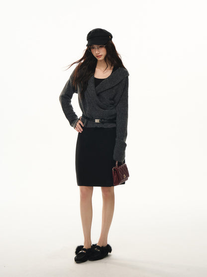 Lafreedom LAF351109 Simple high waisted woolen tube skirt