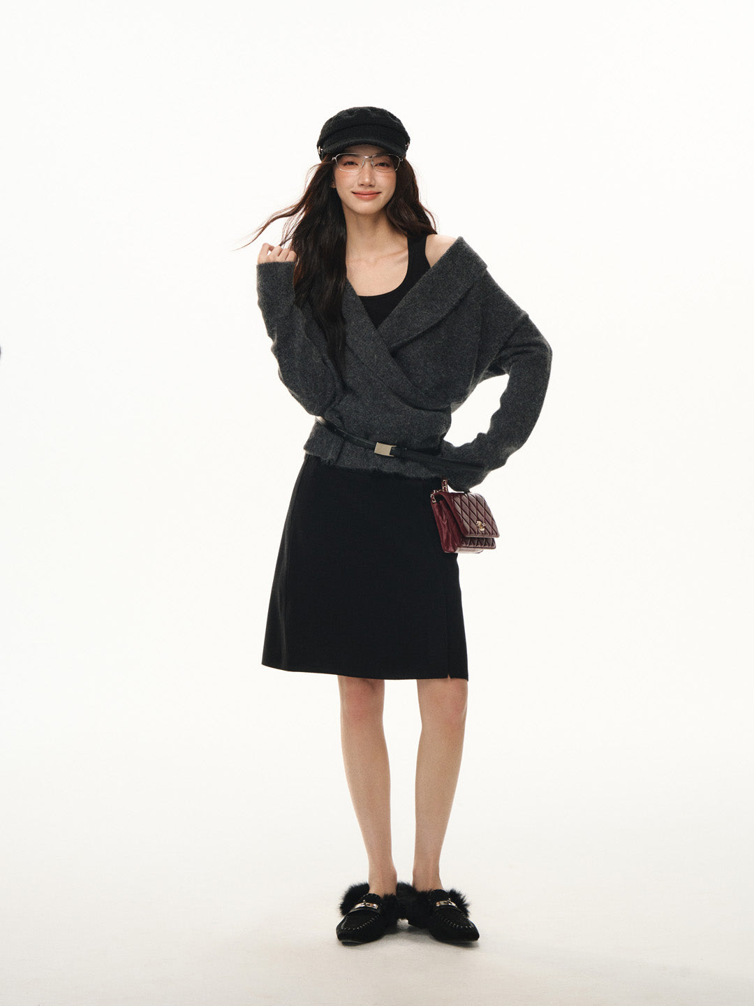Lafreedom LAF351109 Simple high waisted woolen tube skirt