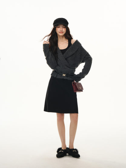 Lafreedom LAF351109 Simple high waisted woolen tube skirt