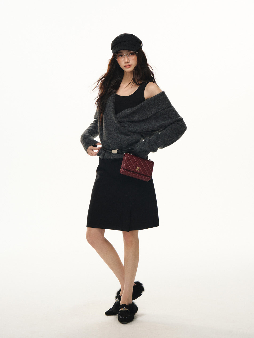 Lafreedom LAF351109 Simple high waisted woolen tube skirt