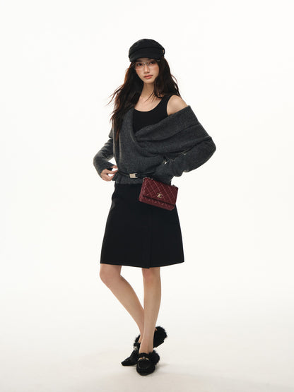 Lafreedom LAF351109 Simple high waisted woolen tube skirt