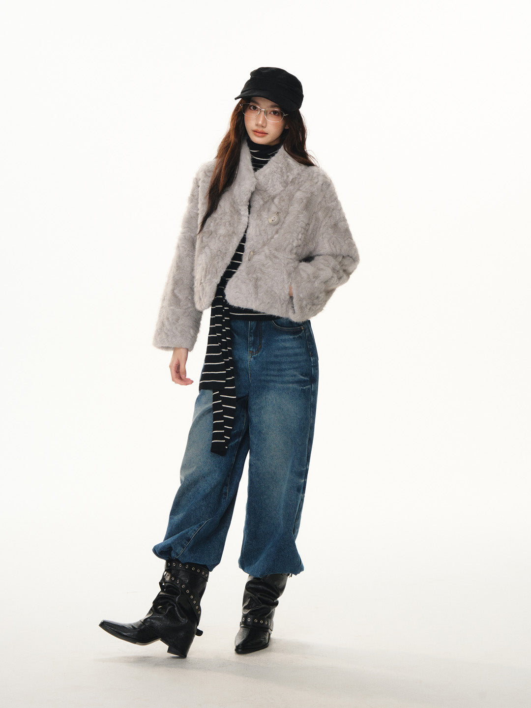 Lafreedom LAF351112 Short fur integrated jacket