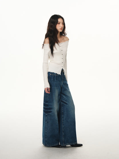 Lafreedom LAF351111 Retro straight leg fleece jeans