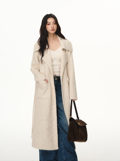 Lafreedom LAF351113 Large collar alpaca wool knitted cardigan