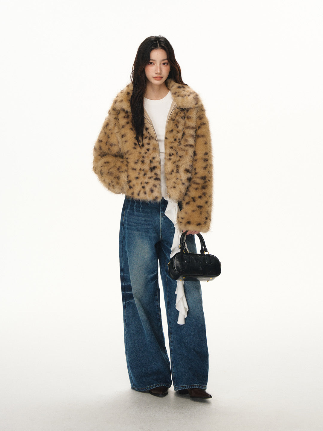Lafreedom LAF351115 Retro leopard print fur thick coat