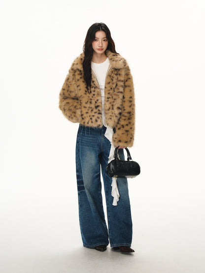 Lafreedom LAF351115 Retro leopard print fur thick coat