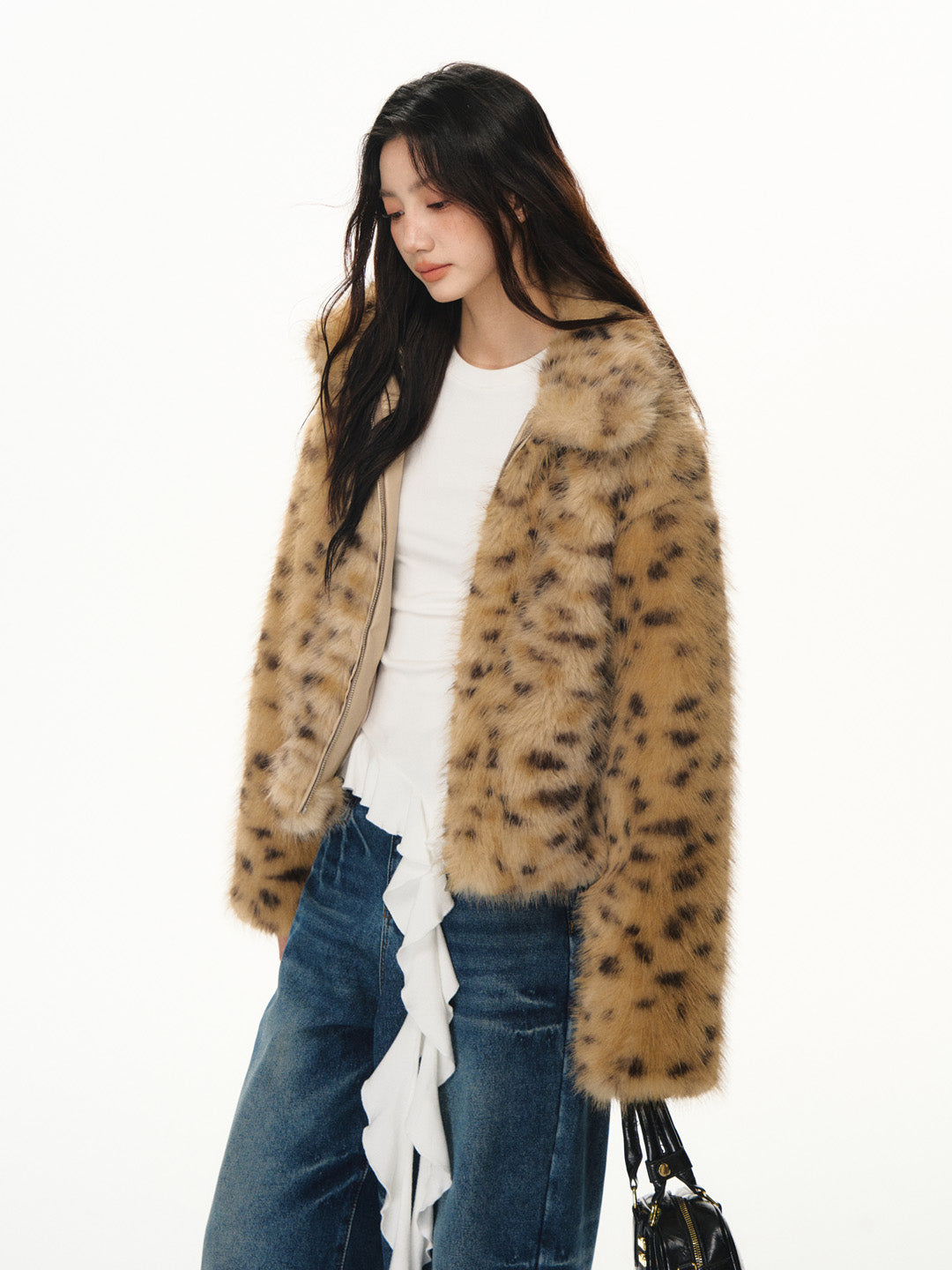 Lafreedom LAF351115 Retro leopard print fur thick coat
