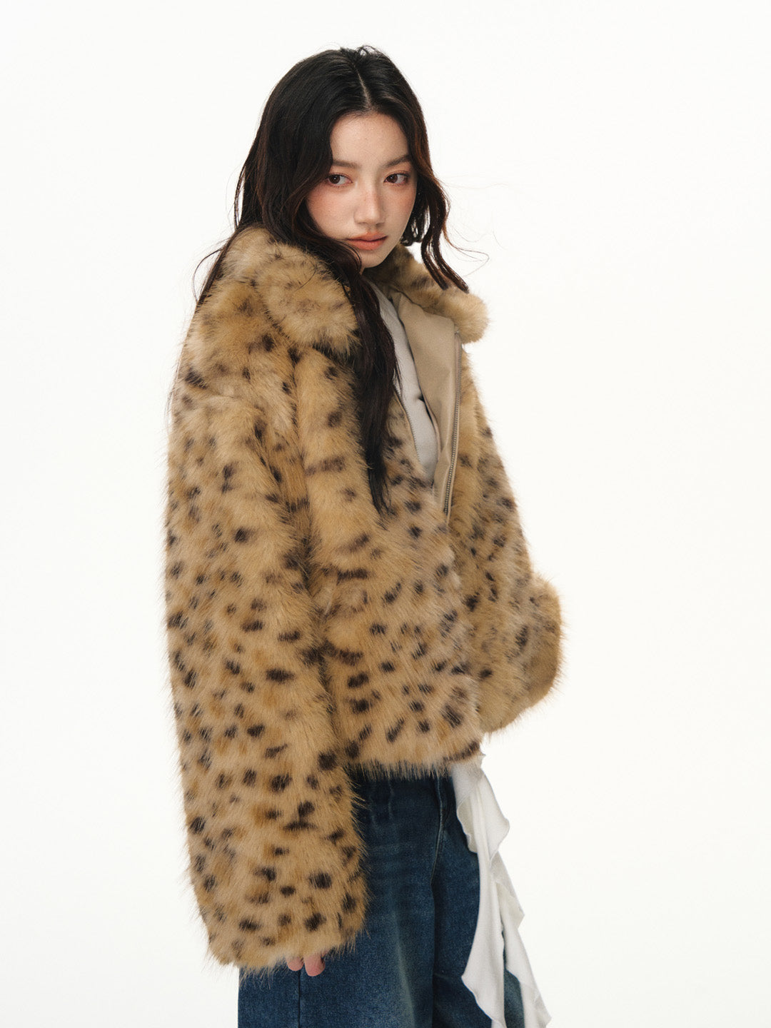 Lafreedom LAF351115 Retro leopard print fur thick coat