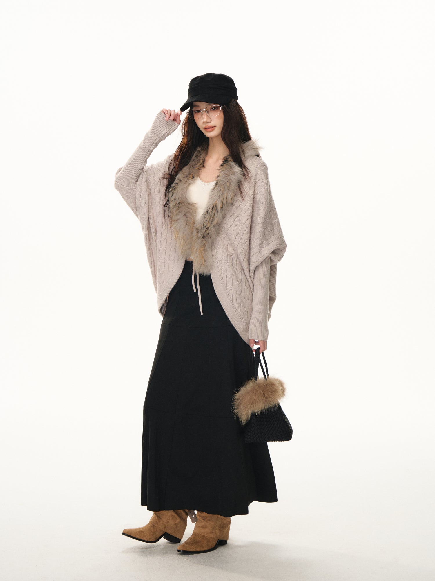 Lafreedom LAF351106 Suede plush flowing skirt