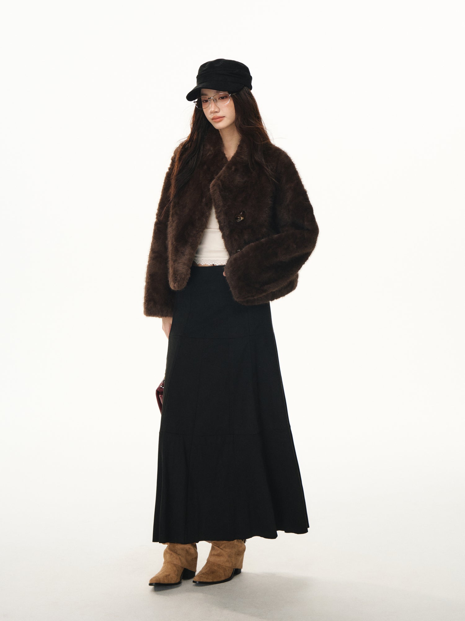 Lafreedom LAF351106 Suede plush flowing skirt