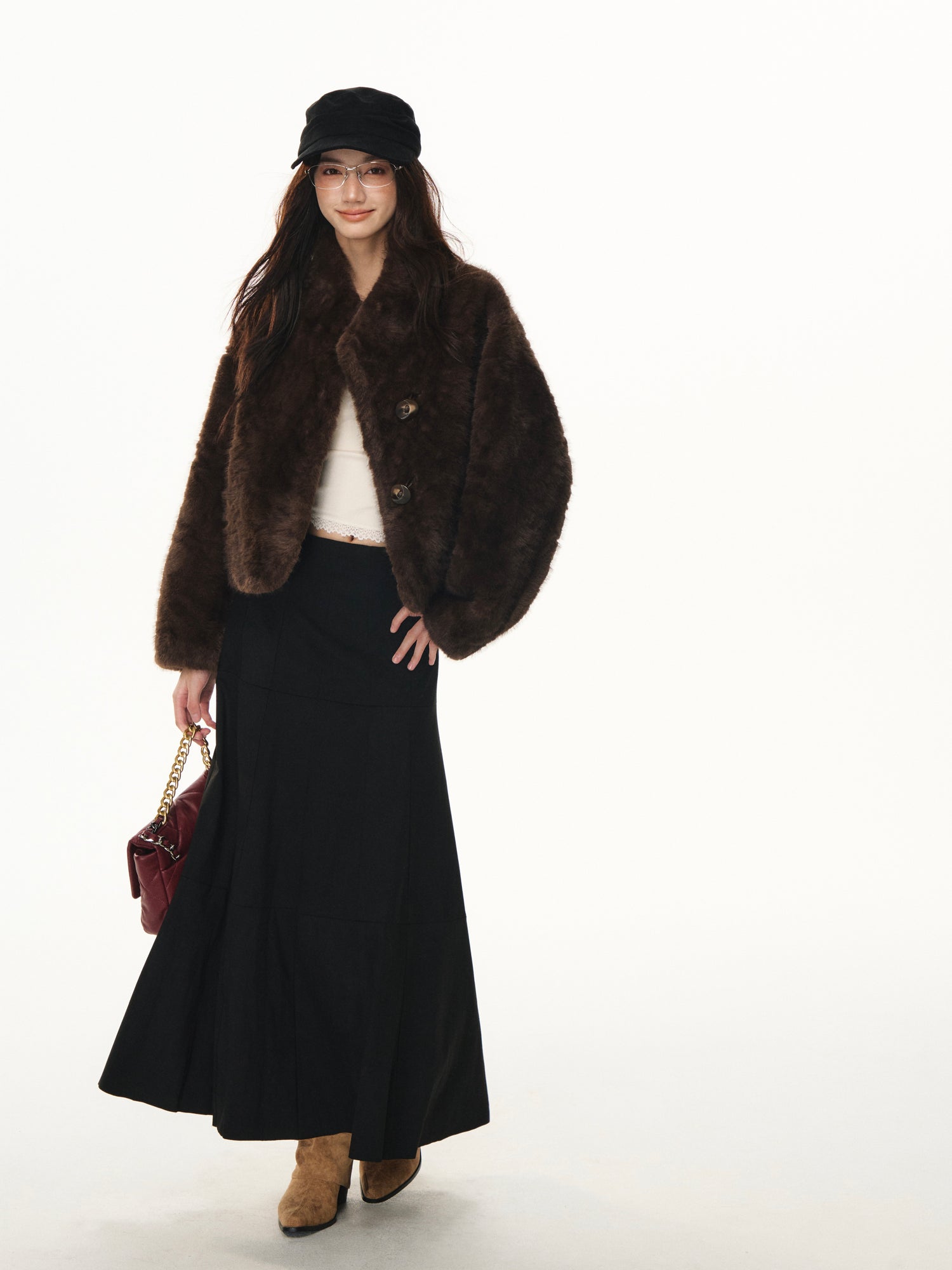 Lafreedom LAF351106 Suede plush flowing skirt