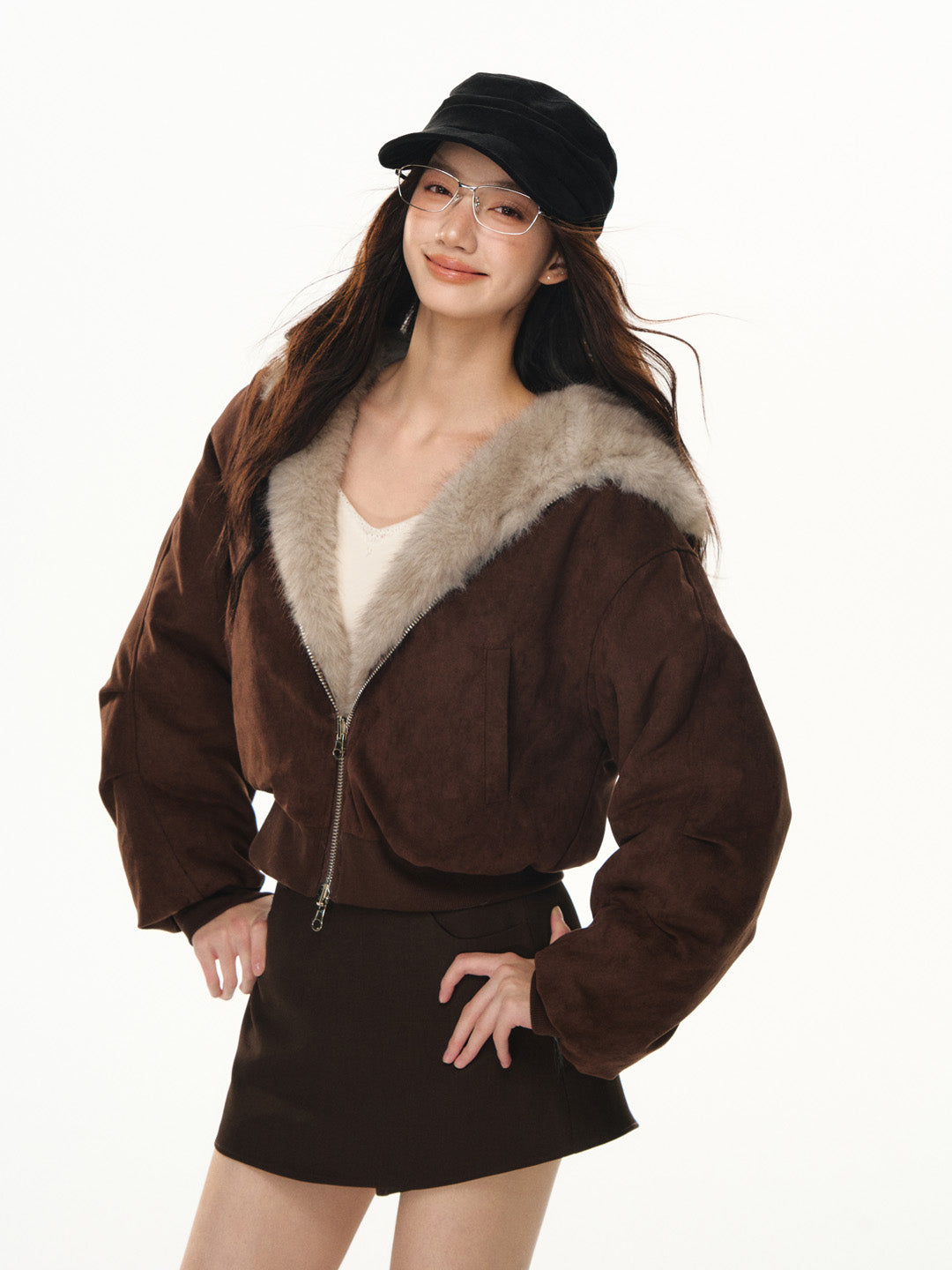 Lafreedom LAF351114 Double sided suede fur jacket