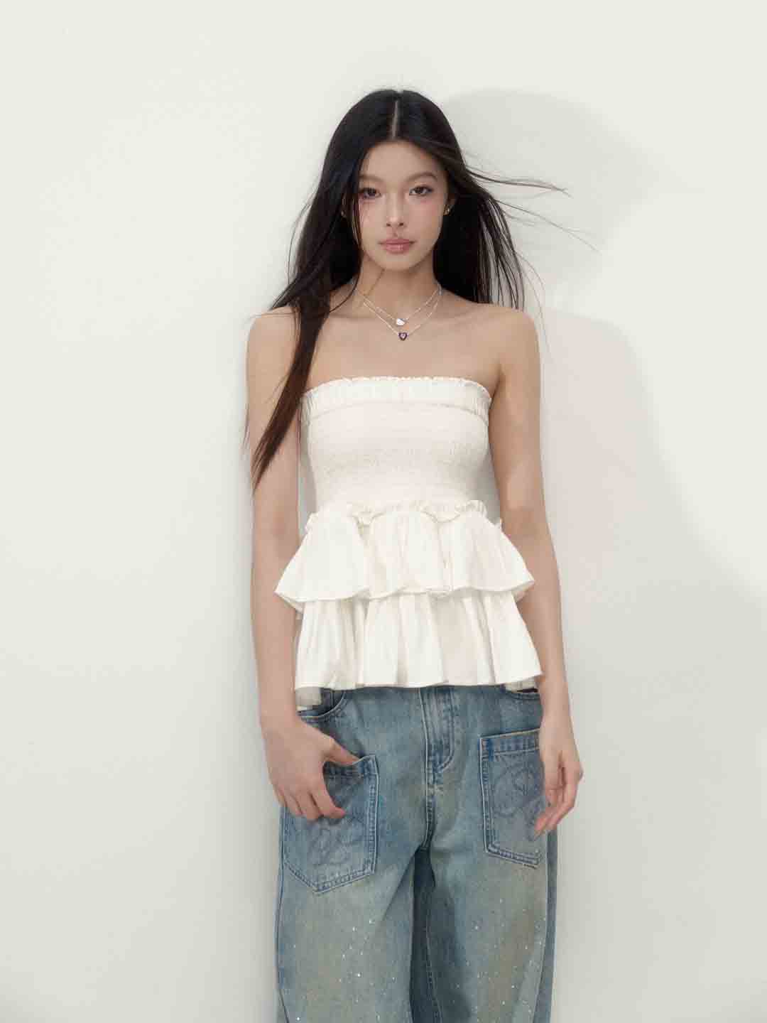 VIA PITTI VIAAS114 Two ways to wear tiered skirt&amp;tube top