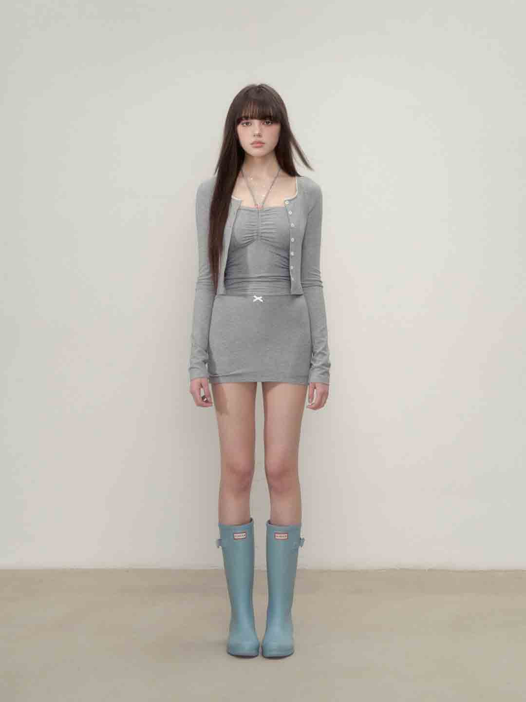 VIA PITTI VIABTP153&amp;VIABTP154 Hanging neck camisole vest+cardigan set(2color)