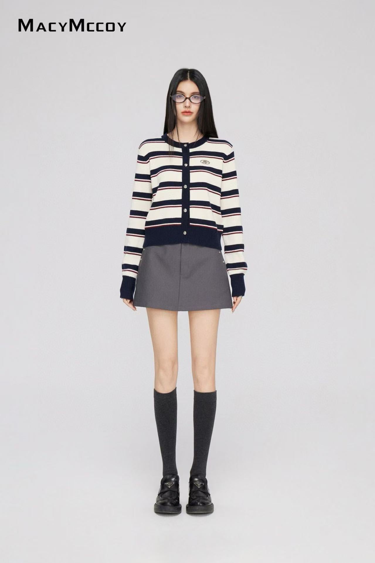 Macy Mccoy  MMC2024223 Striped knitted cardigan