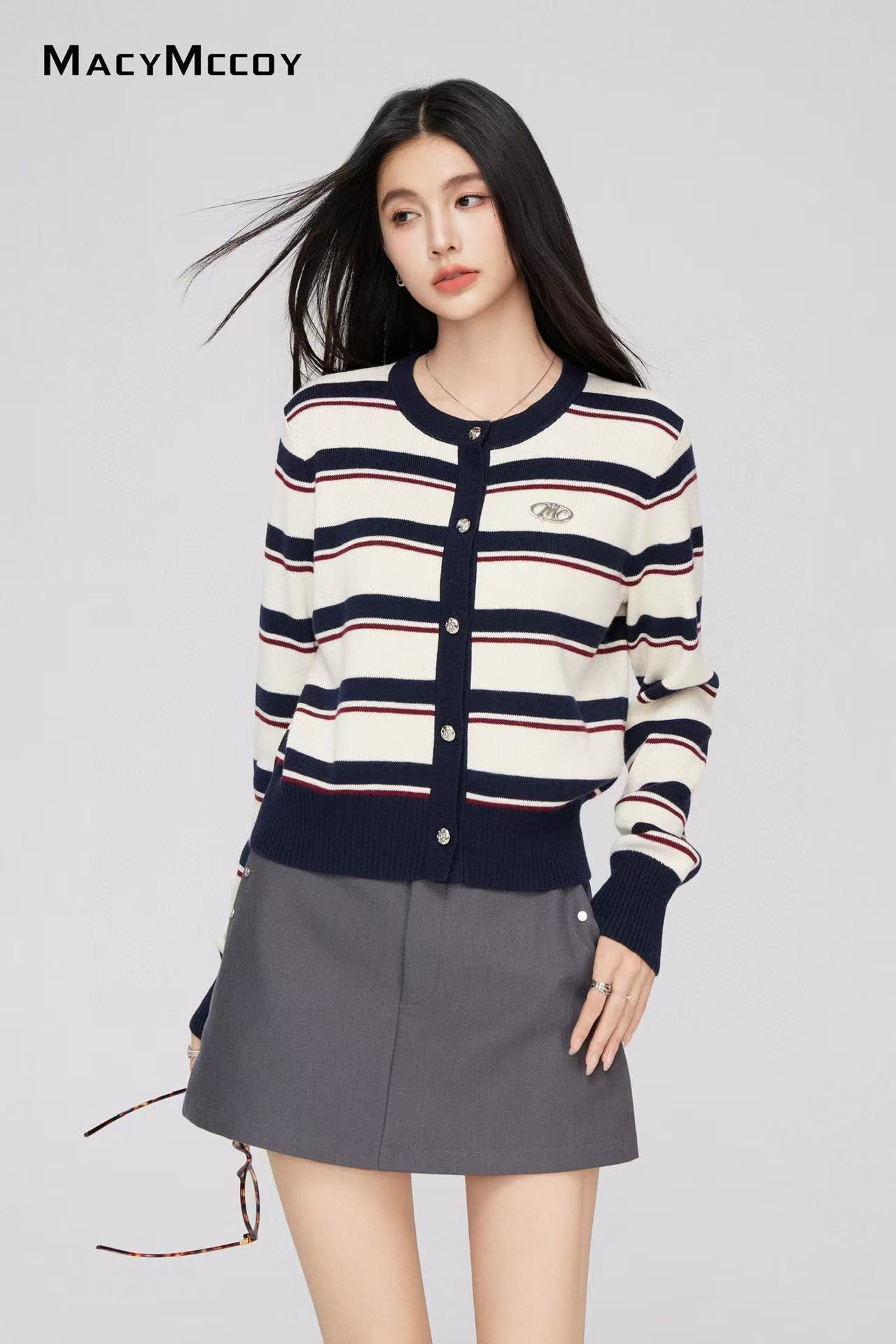 Macy Mccoy  MMC2024223 Striped knitted cardigan