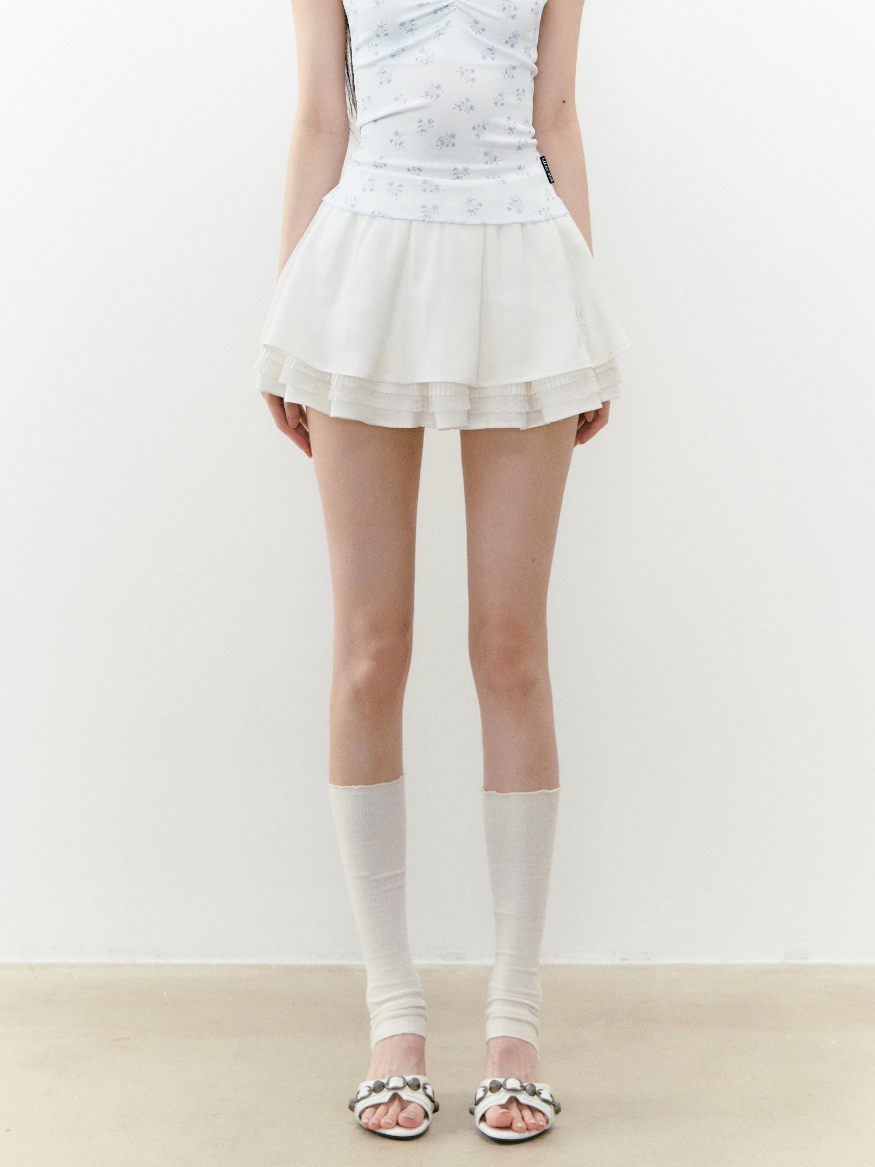 VIA PITTI VIABS244 Multi layered lace patchwork skirt
