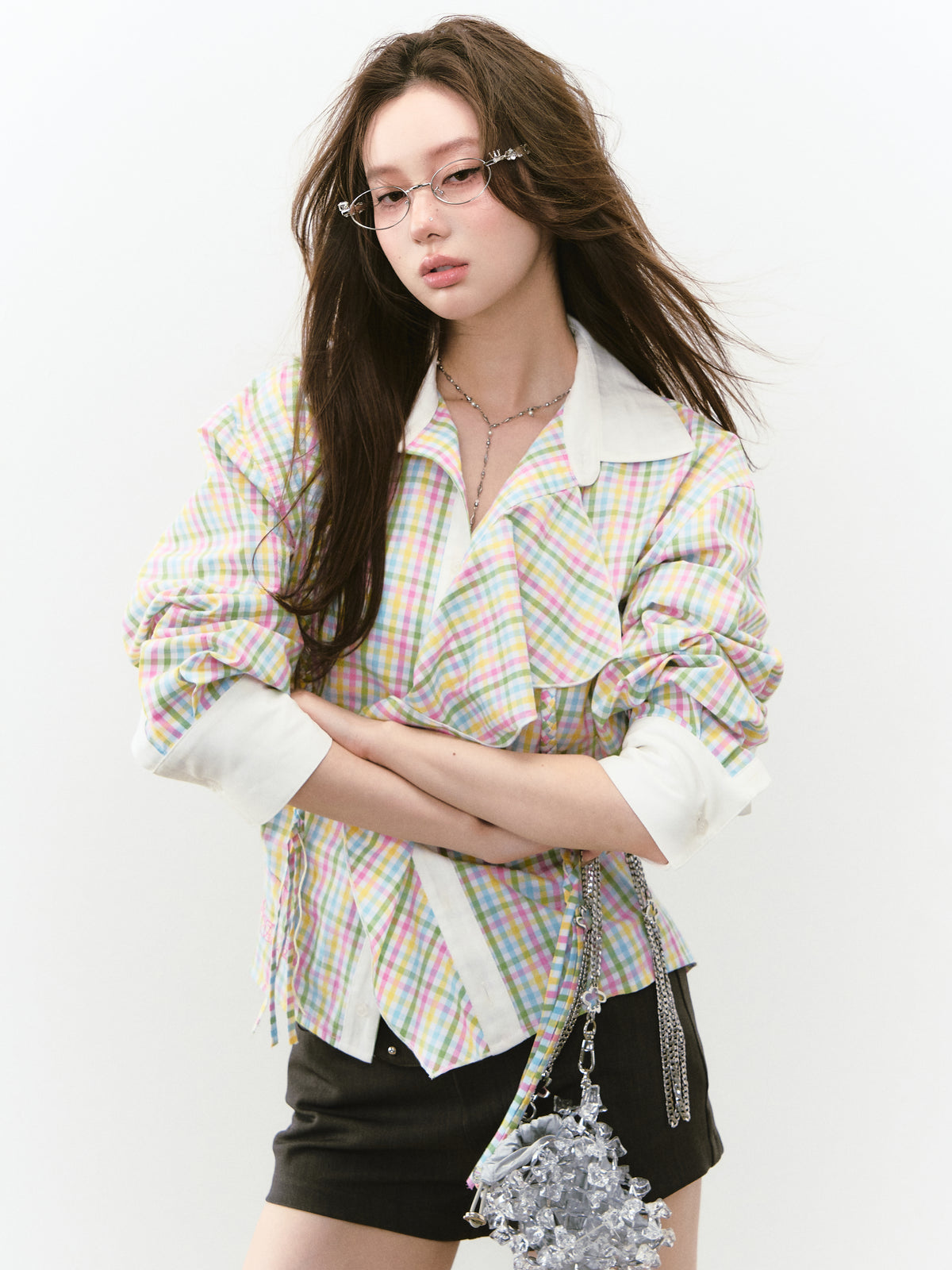 VIA PITTI VIABTP254 Layered sunscreen short shirt