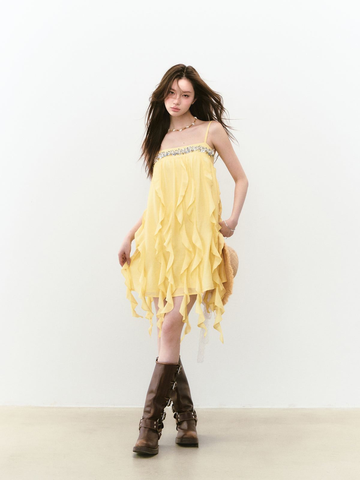 VIA PITTI VIABD209 Bead embroidered flowing camisole dress