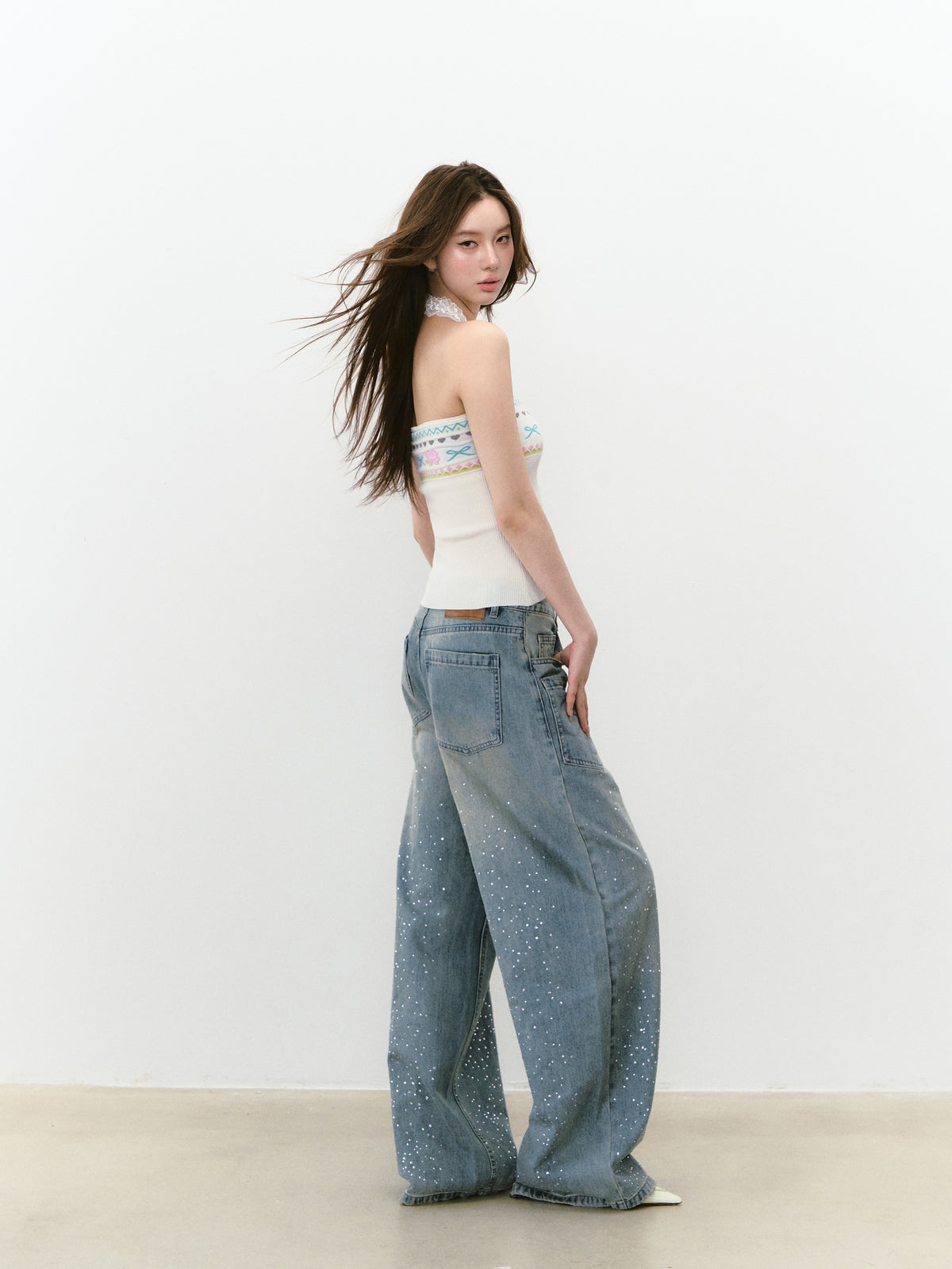 VIA PITTI [Best Seller] VIABK290 Woolen flower lace vest (2color)