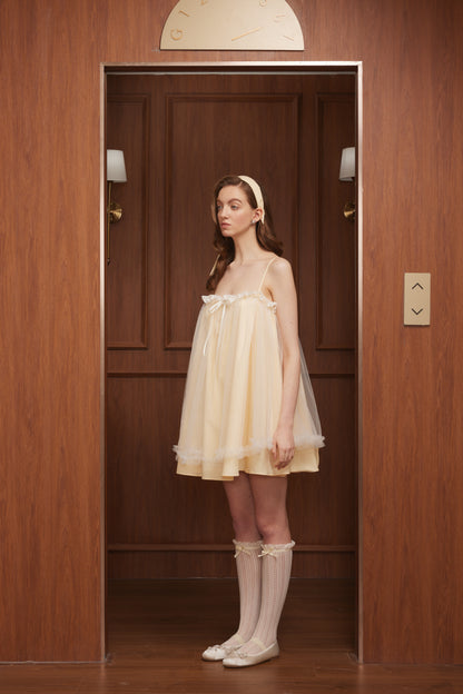 First Date Camisole lace puffy gauze dress