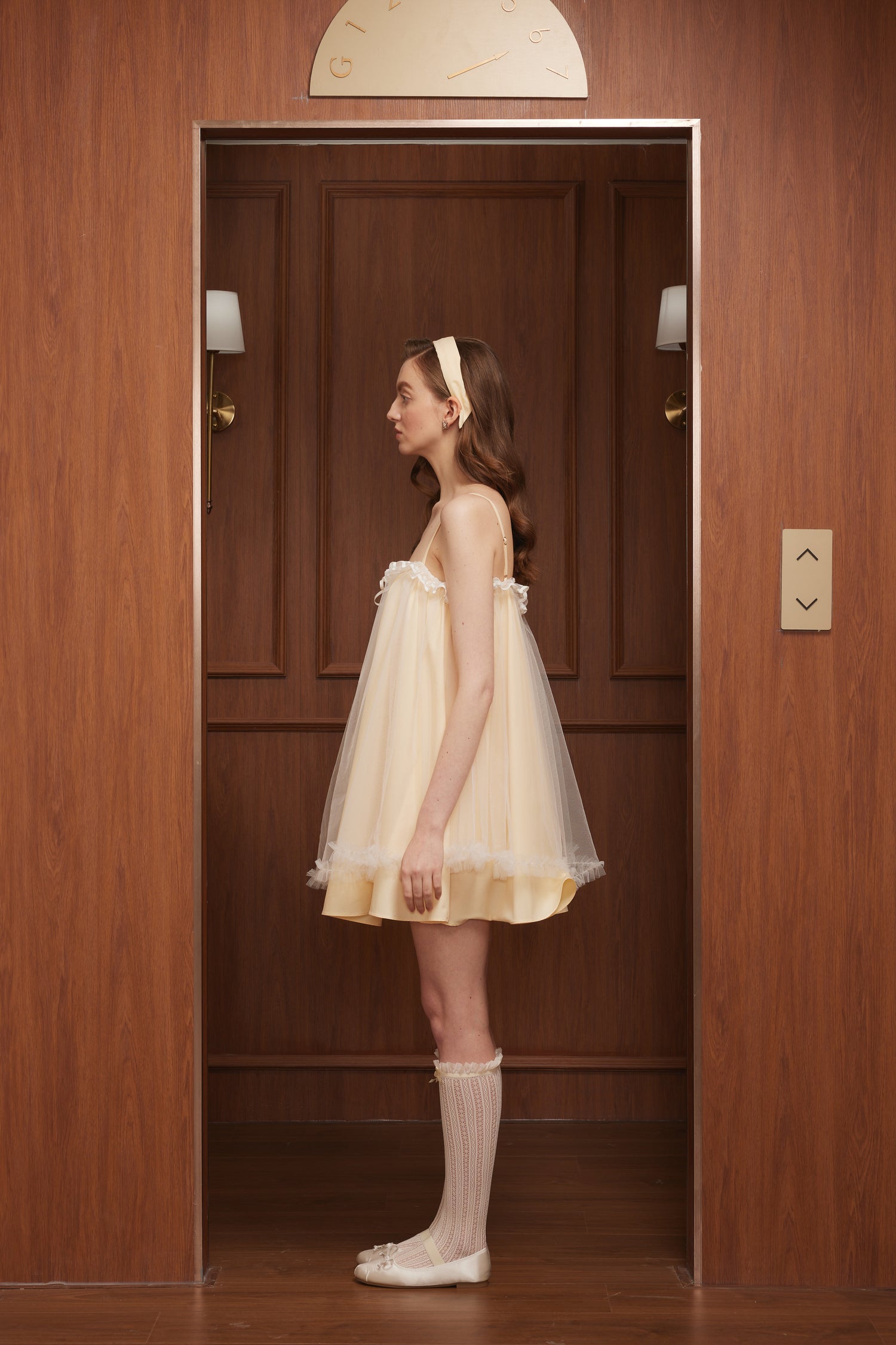 First Date Camisole lace puffy gauze dress