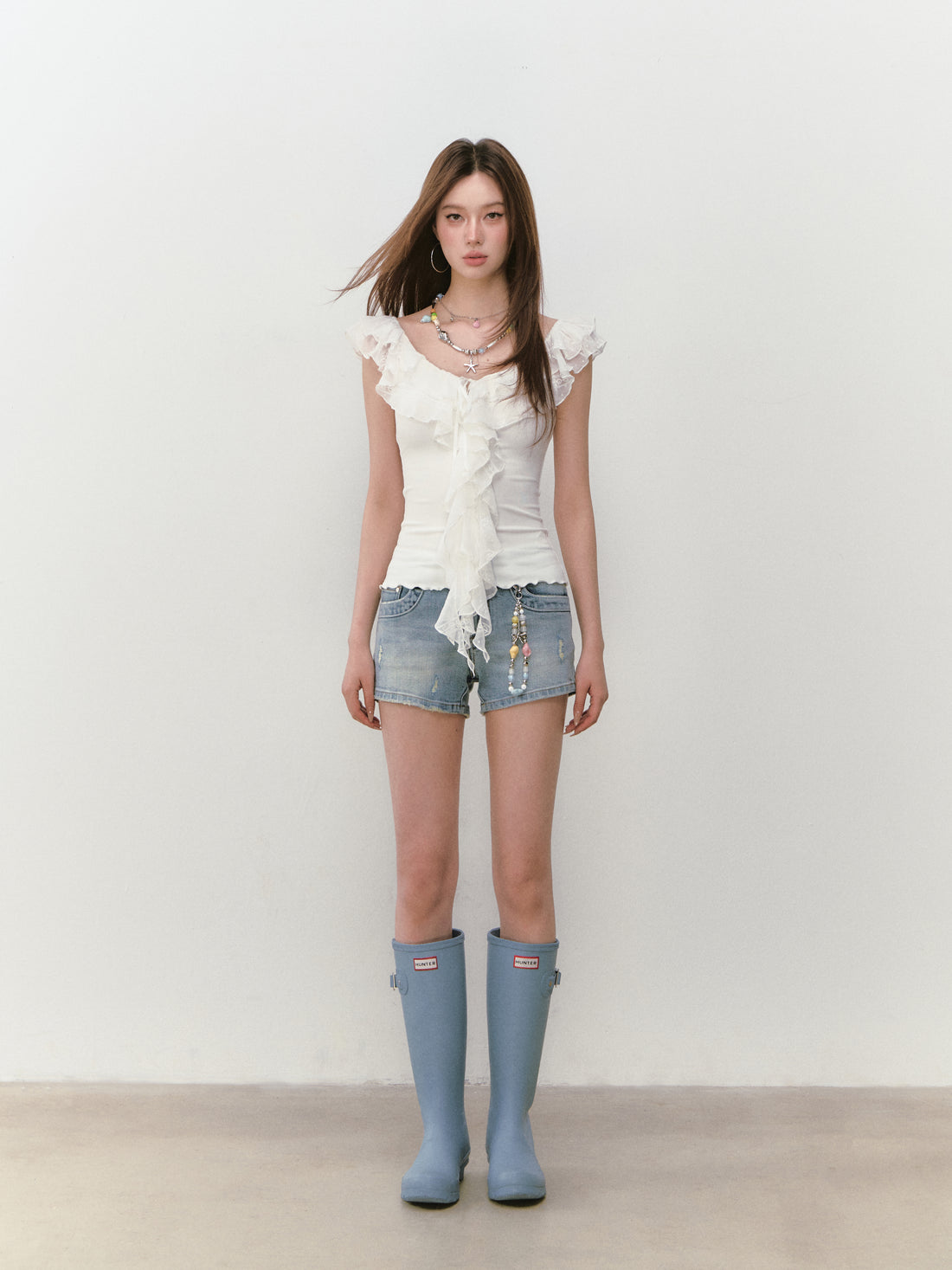 VIA PITTI VIABTP304 Lace collar short sleeved top